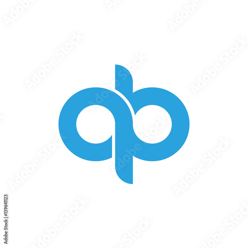 Initial letter qb modern linked circle round lowercase logo blue gray