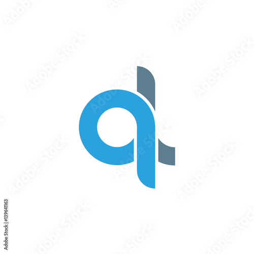Initial letter ql modern linked circle round lowercase logo blue gray