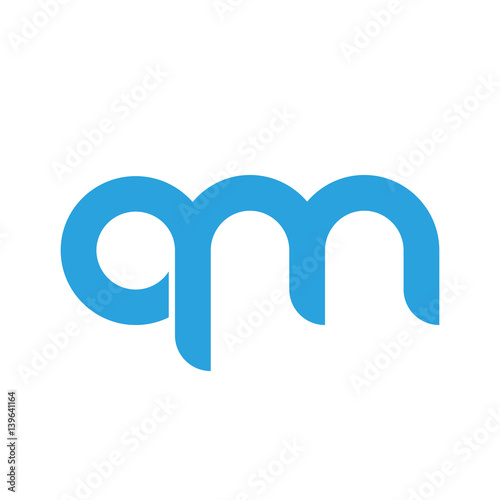 Initial letter qm modern linked circle round lowercase logo blue photo