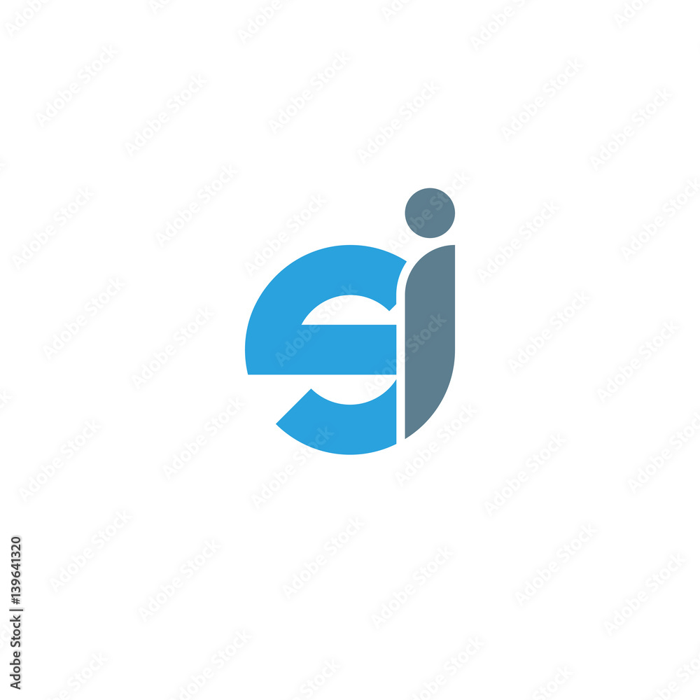 Initial letter si modern linked circle round lowercase logo blue gray Initial letter si modern linked circle round lowercase logo blue gray
