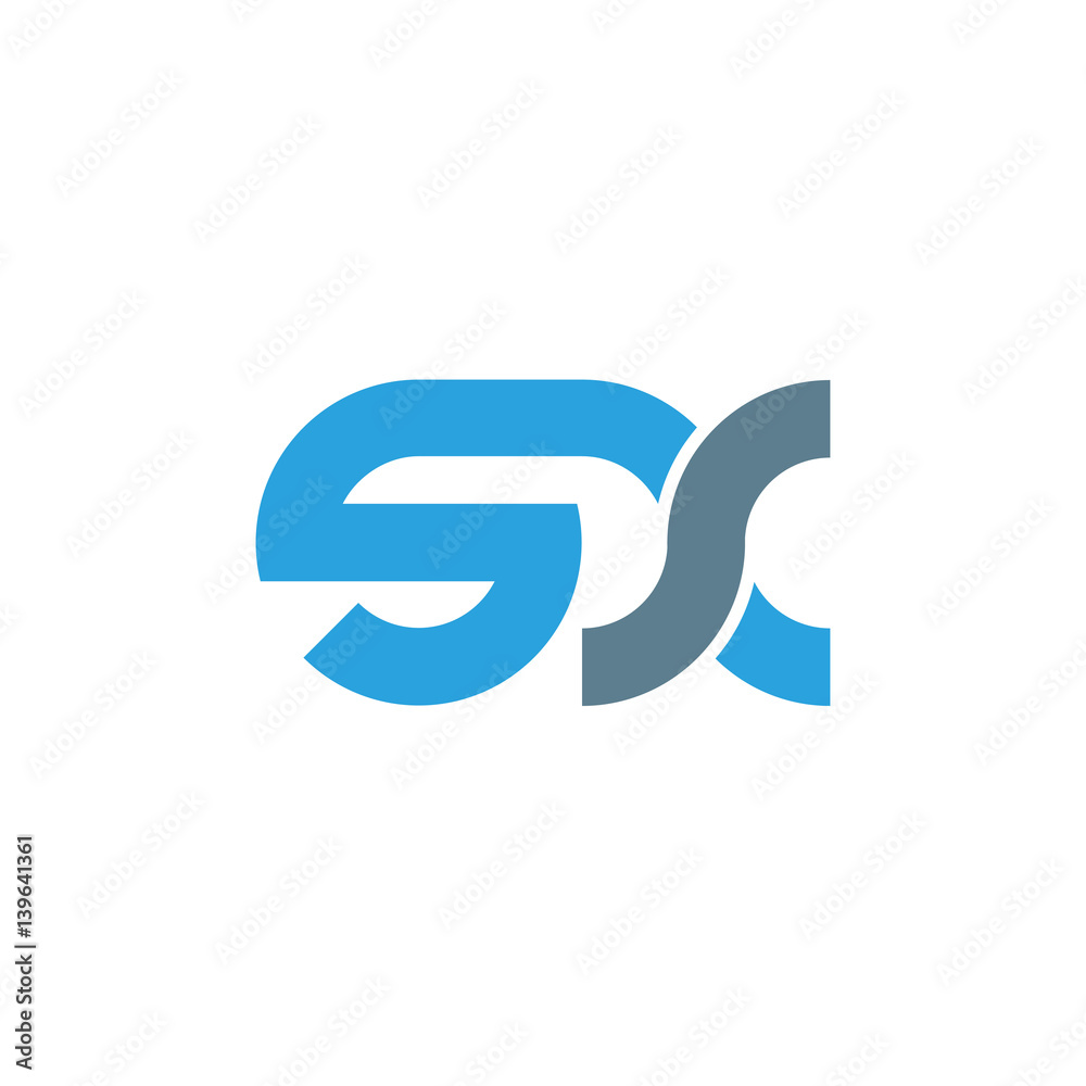 Initial letter sx modern linked circle round lowercase logo blue gray Initial letter sx modern linked circle round lowercase logo blue gray
