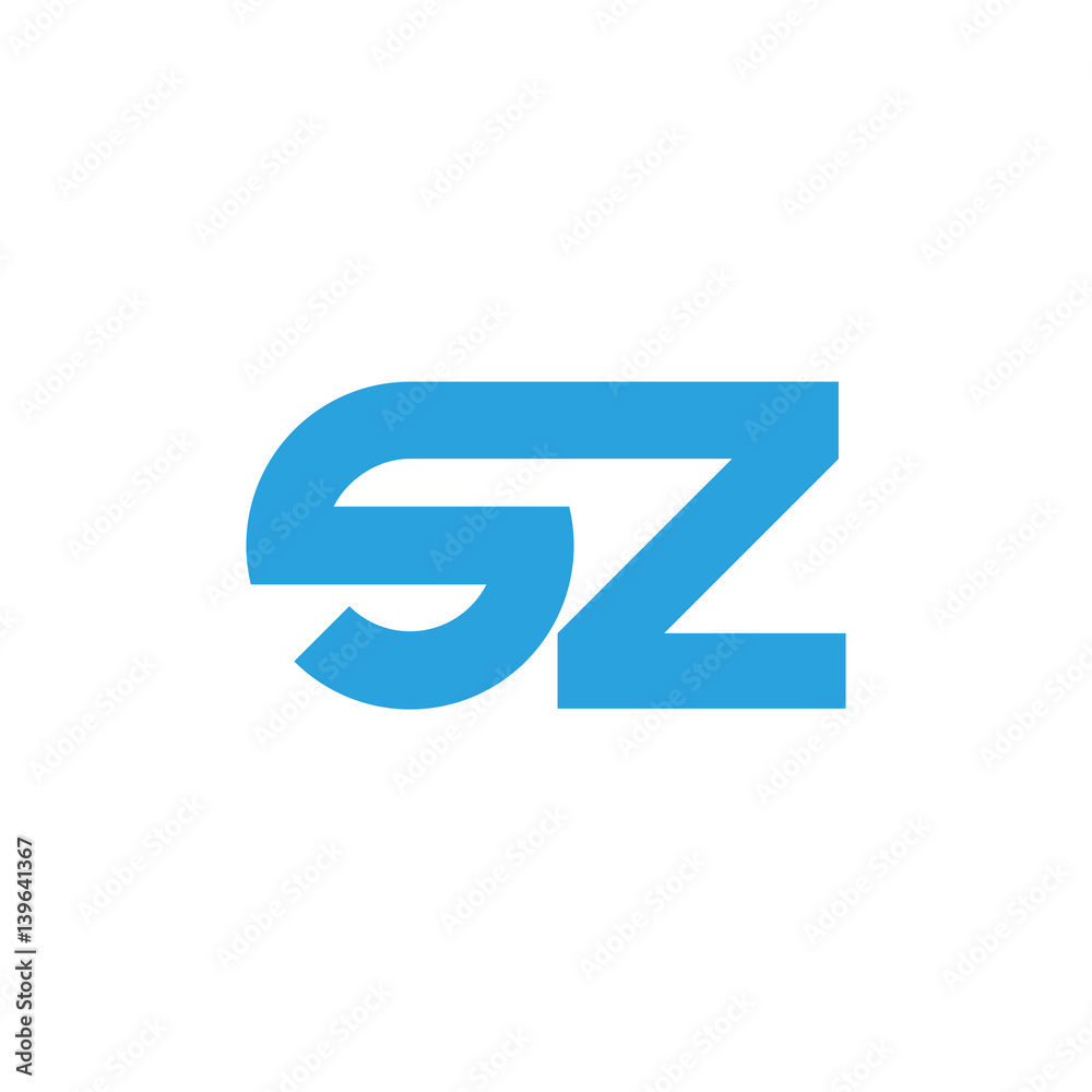 Initial letter sz modern linked circle round lowercase logo blue