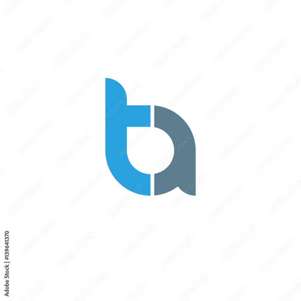 Initial letter ta modern linked circle round lowercase logo blue gray