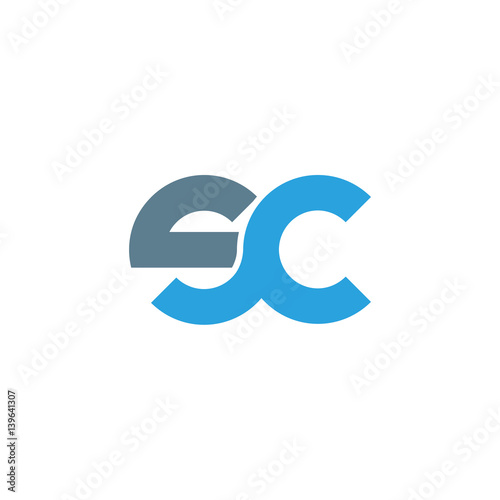 Initial letter sc modern linked circle round lowercase logo blue gray