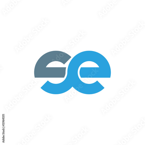 Initial letter se modern linked circle round lowercase logo blue gray
