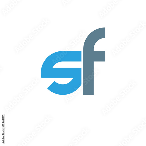 Initial letter sf modern linked circle round lowercase logo blue gray