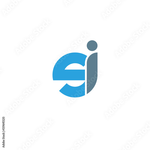 Initial letter si modern linked circle round lowercase logo blue gray