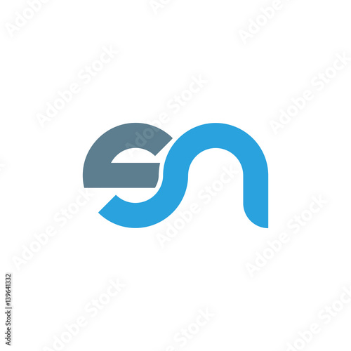 Initial letter sn modern linked circle round lowercase logo blue gray