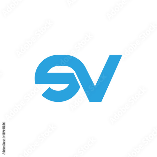 Initial letter sv modern linked circle round lowercase logo blue