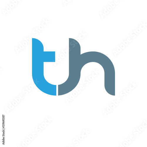 Initial letter th modern linked circle round lowercase logo blue gray