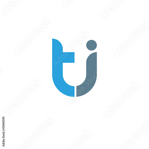 Initial letter ti modern linked circle round lowercase logo blue gray
