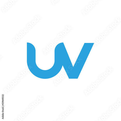 Initial letter uv modern linked circle round lowercase logo blue gray