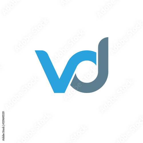 Initial letter vd modern linked circle round lowercase logo blue gray photo