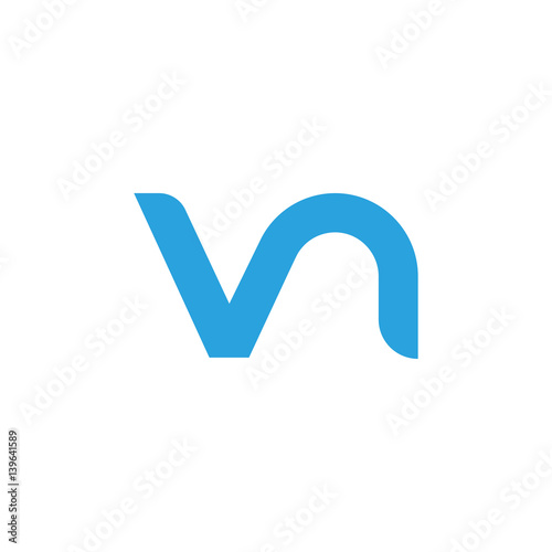Initial letter vn modern linked circle round lowercase logo blue