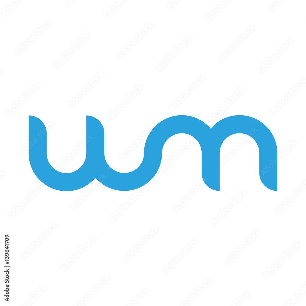 Initial letter wm modern linked circle round lowercase logo blue Initial letter wm modern linked circle round lowercase logo blue