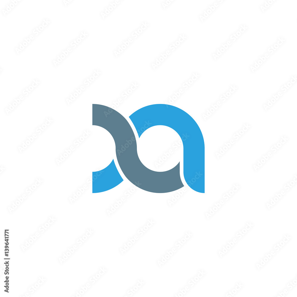 Initial letter xa modern linked circle round lowercase logo blue gray ...