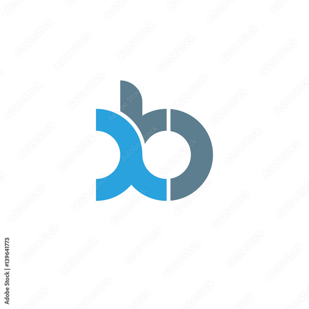 Initial letter xb modern linked circle round lowercase logo blue gray Initial letter xb modern linked circle round lowercase logo blue gray