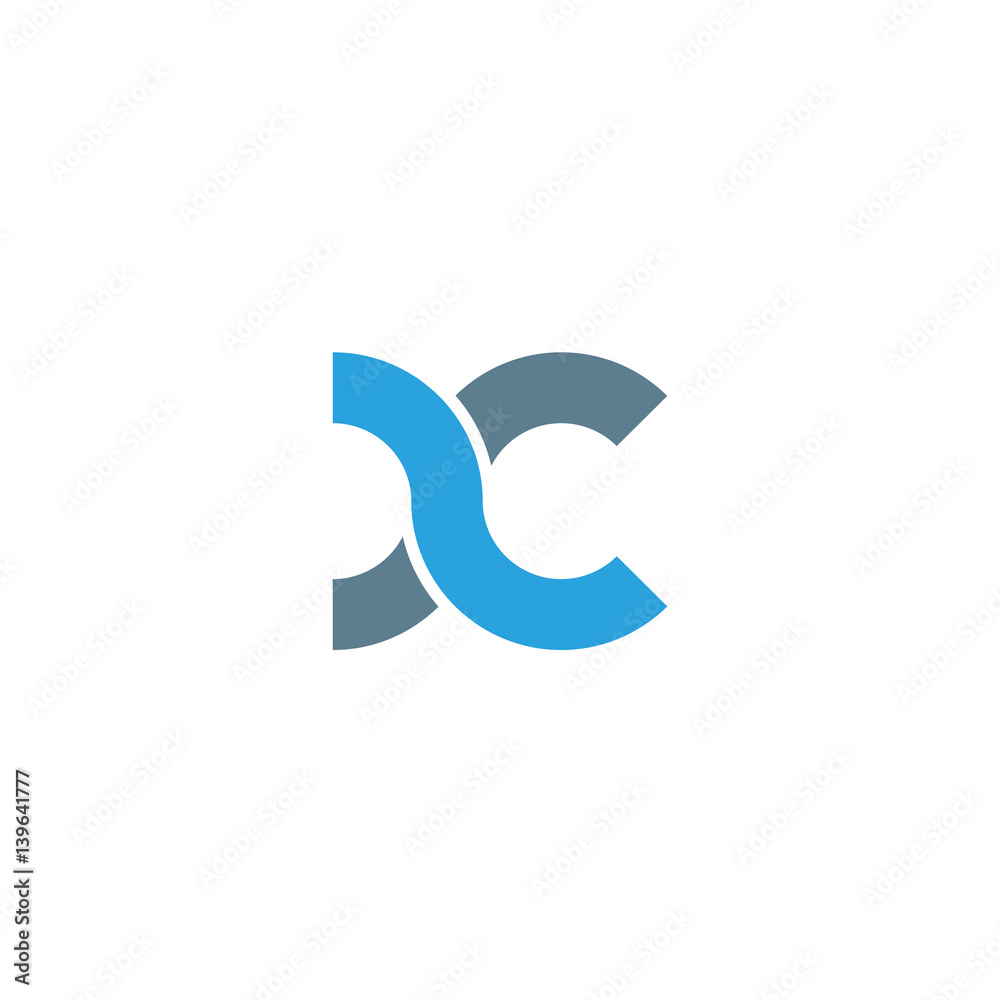 Initial letter xc modern linked circle round lowercase logo blue gray Initial letter xc modern linked circle round lowercase logo blue gray