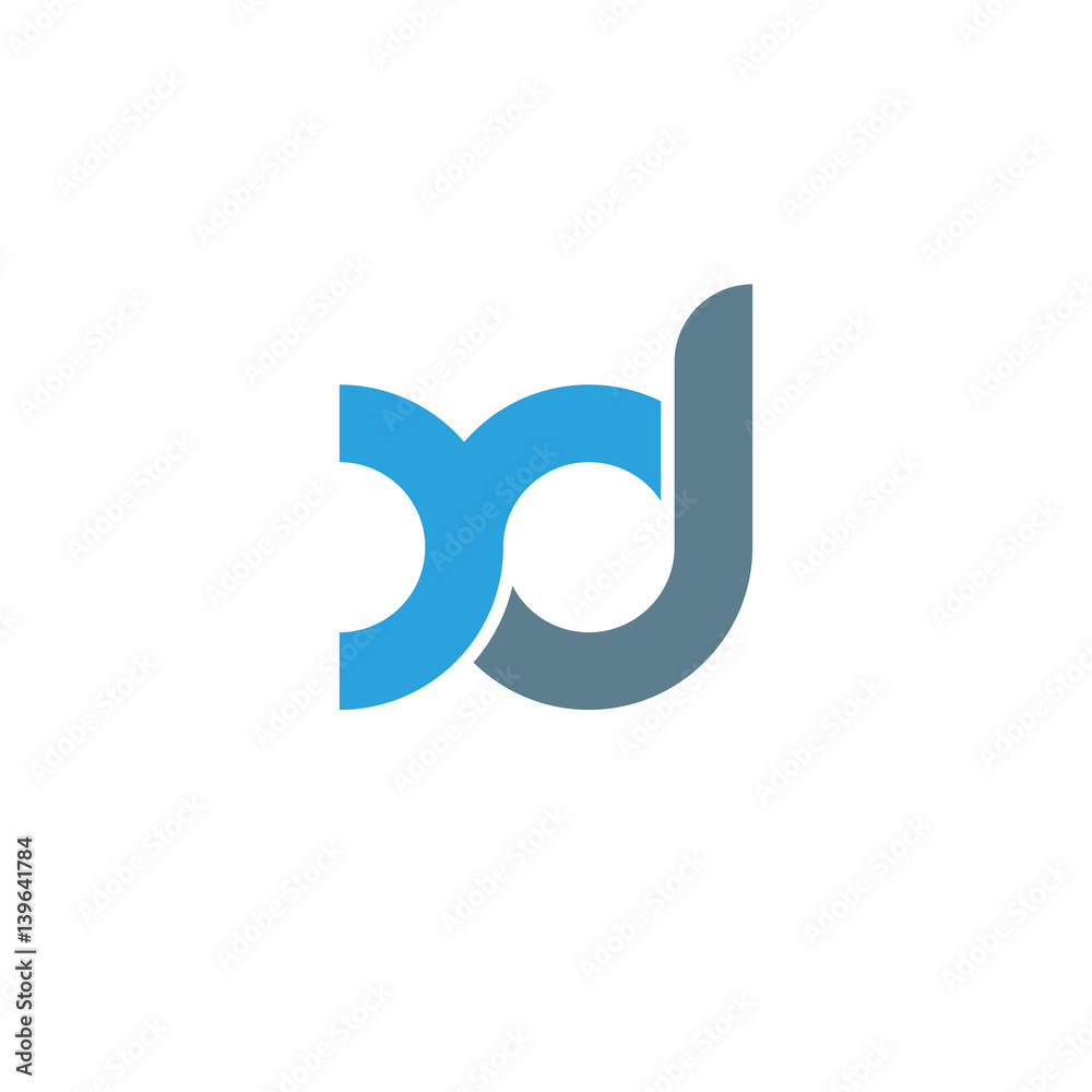 Initial letter xd modern linked circle round lowercase logo blue gray Initial letter xd modern linked circle round lowercase logo blue gray