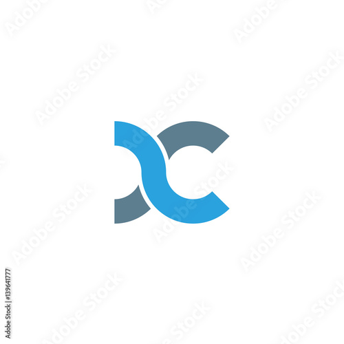 Fototapeta Naklejka Na Ścianę i Meble -  Initial letter xc modern linked circle round lowercase logo blue gray