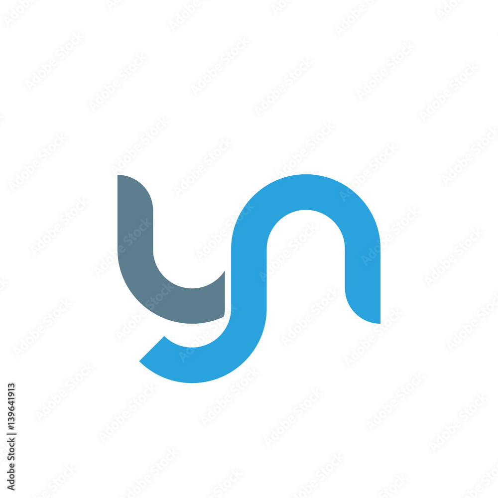 Initial letter yn modern linked circle round lowercase logo blue gray Initial letter yn modern linked circle round lowercase logo blue gray