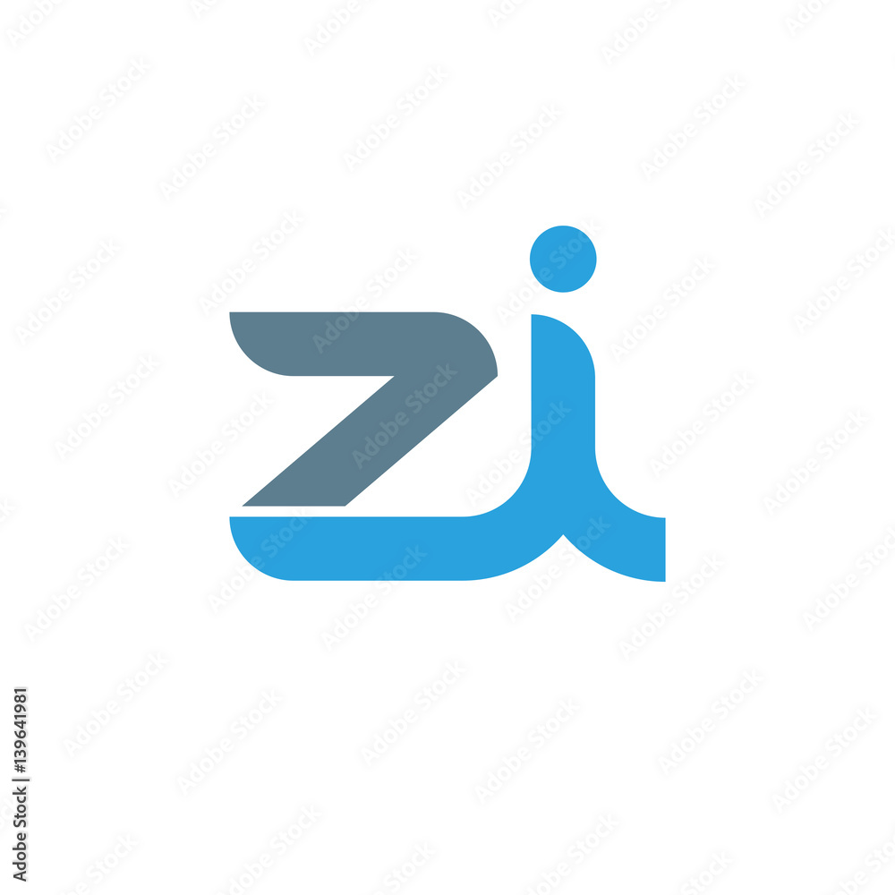 Initial letter zi modern linked circle round lowercase logo blue gray Initial letter zi modern linked circle round lowercase logo blue gray