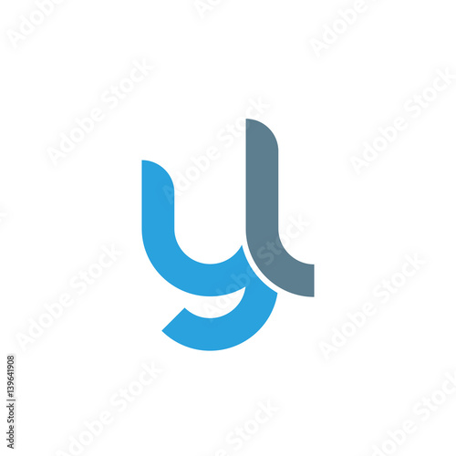 Initial letter yl modern linked circle round lowercase logo blue gray