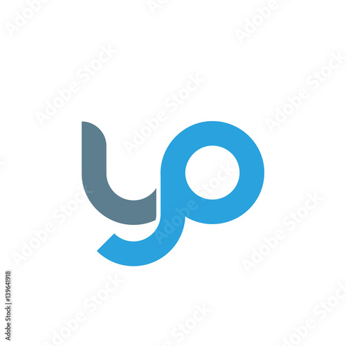Initial letter yp modern linked circle round lowercase logo blue gray