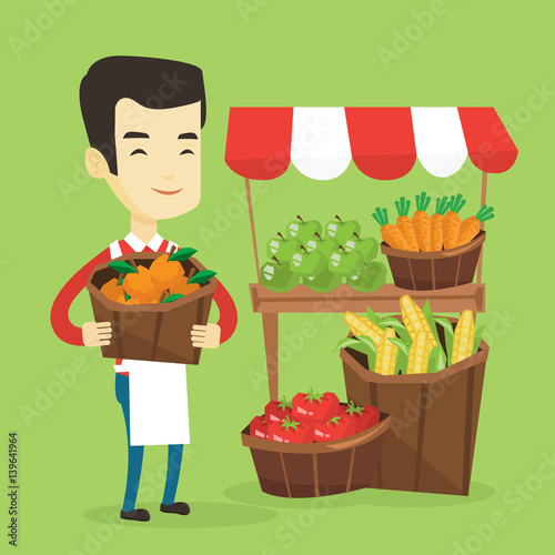 Greengrocer with fruits and vegetables.