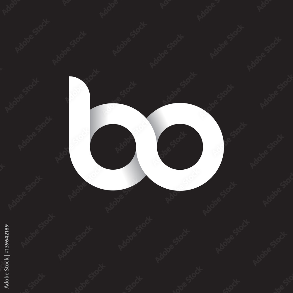 Initial lowercase letter bo, linked circle rounded logo with shadow gradient, white color on black background Initial lowercase letter bo, linked circle rounded logo with shadow gradient, white color on black background