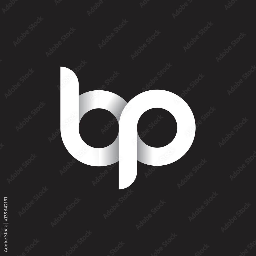 Initial lowercase letter bp, linked circle rounded logo with shadow gradient, white color on black background Initial lowercase letter bp, linked circle rounded logo with shadow gradient, white color on black background