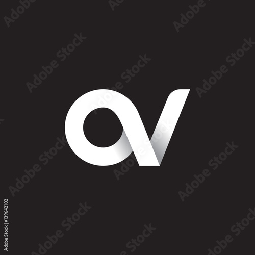 Initial lowercase letter av, linked circle rounded logo with shadow gradient, white color on black background photo