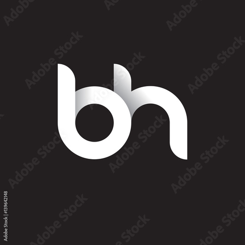 Initial lowercase letter bh, linked circle rounded logo with shadow gradient, white color on black background photo