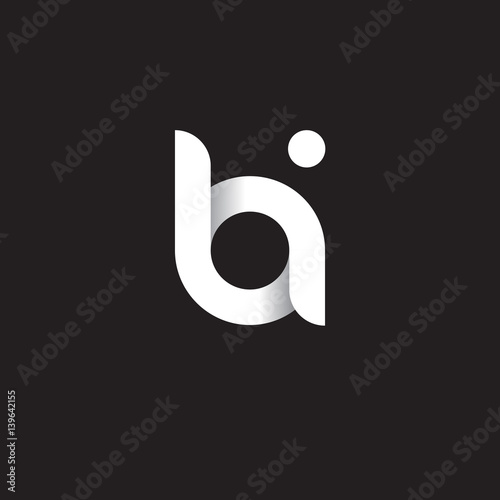 Initial lowercase letter bi, linked circle rounded logo with shadow gradient, white color on black background
