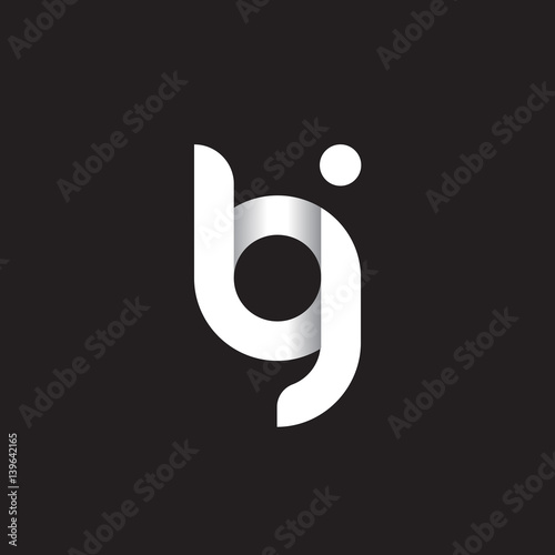 Initial lowercase letter bj, linked circle rounded logo with shadow gradient, white color on black background photo