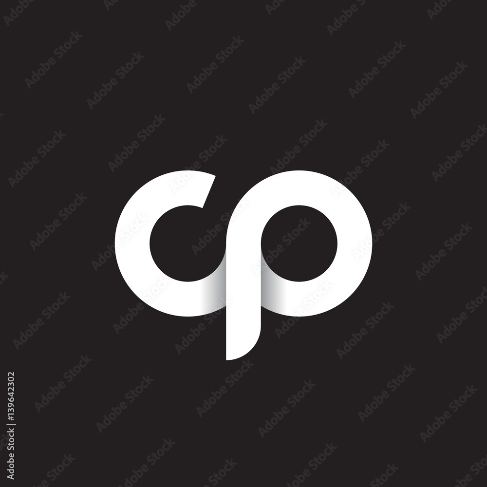 Initial lowercase letter cp, linked circle rounded logo with shadow gradient, white color on black background Initial lowercase letter cp, linked circle rounded logo with shadow gradient, white color on black background