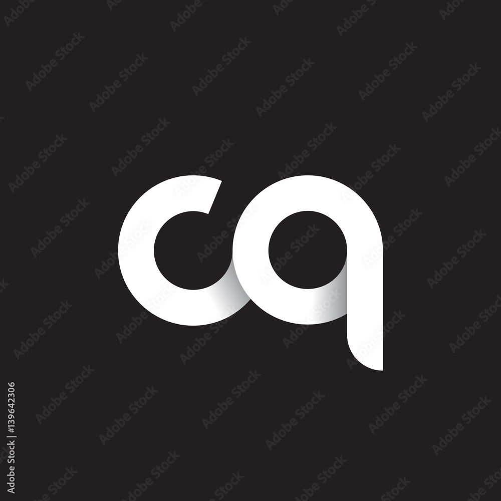 Initial lowercase letter cq, linked circle rounded logo with shadow gradient, white color on black background Initial lowercase letter cq, linked circle rounded logo with shadow gradient, white color on black background