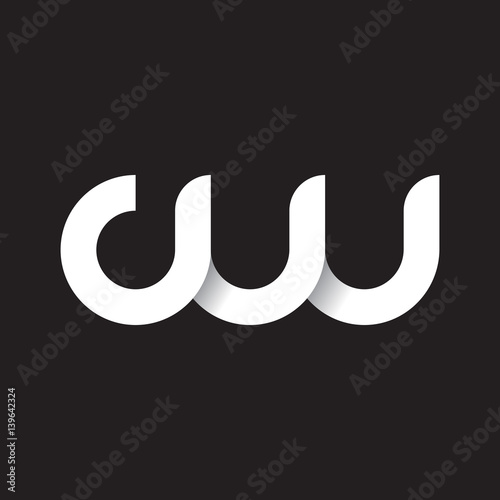 Initial lowercase letter cw, linked circle rounded logo with shadow gradient, white color on black background