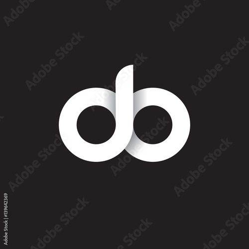 Initial lowercase letter do, linked circle rounded logo with shadow gradient, white color on black background