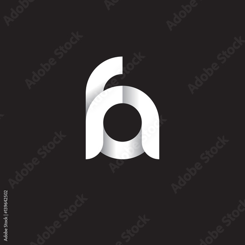 Initial lowercase letter fa, linked circle rounded logo with shadow gradient, white color on black background