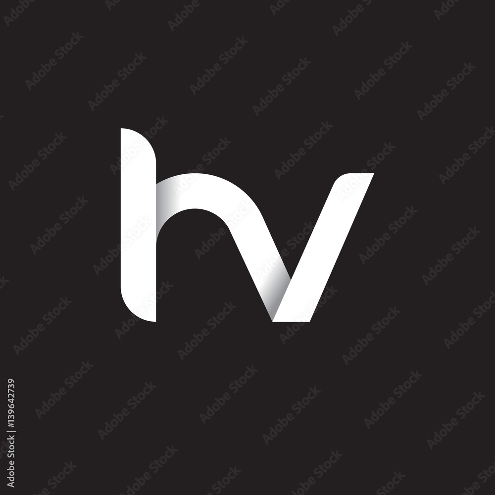 Initial lowercase letter hv, linked circle rounded logo with shadow ...