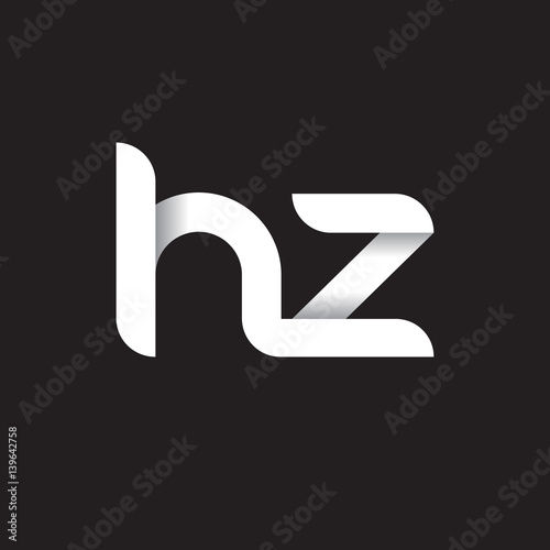 Initial lowercase letter hz, linked circle rounded logo with shadow gradient, white color on black background