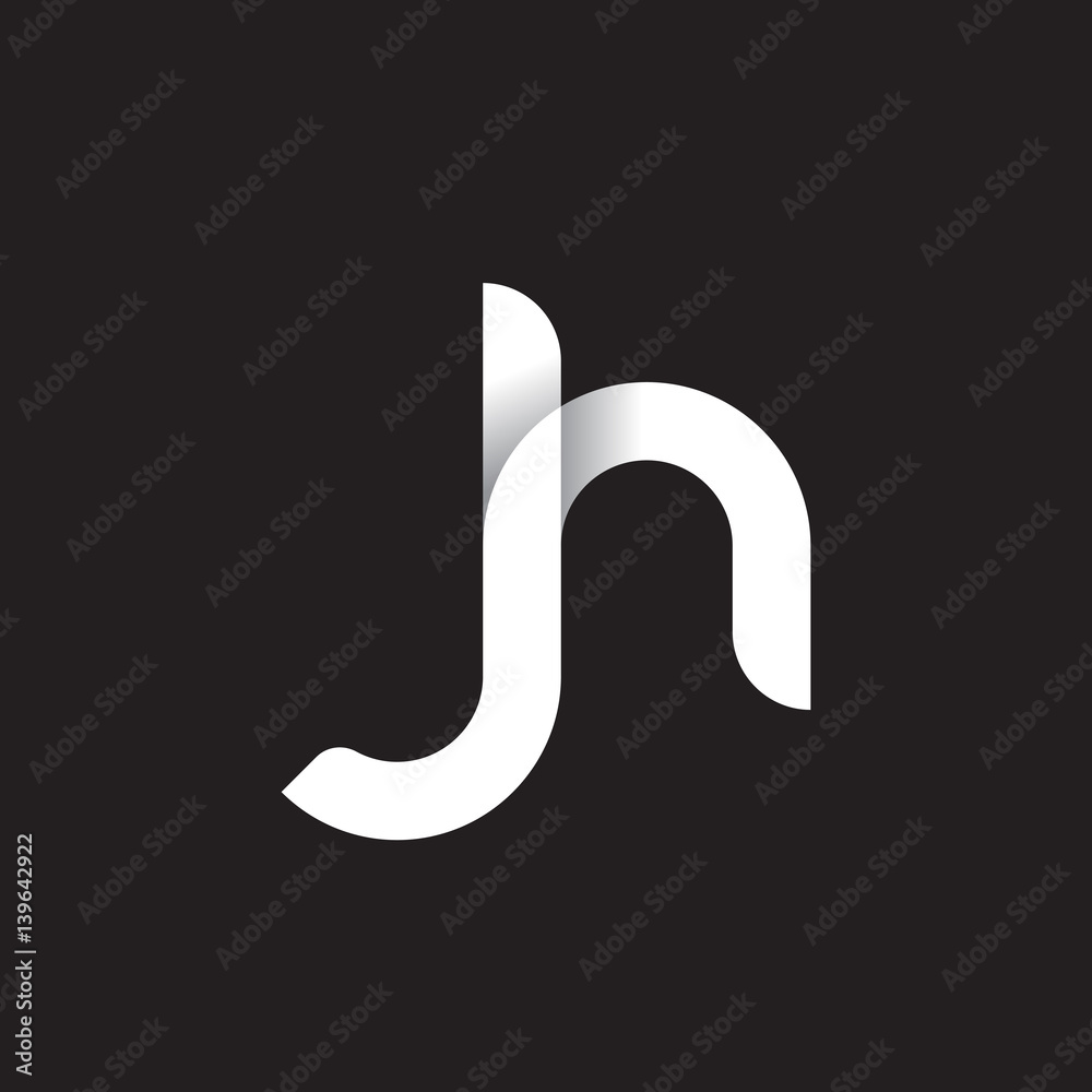 Initial lowercase letter jh, linked circle rounded logo with shadow gradient, white color on black background Initial lowercase letter jh, linked circle rounded logo with shadow gradient, white color on black background