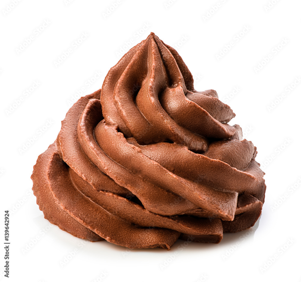 Chocolate frozen yogurt on white background with clipping path. Whipped cream. Mascarpone. Macro. Chocolate frozen yogurt on white background with clipping path. Whipped cream. Mascarpone. Macro.