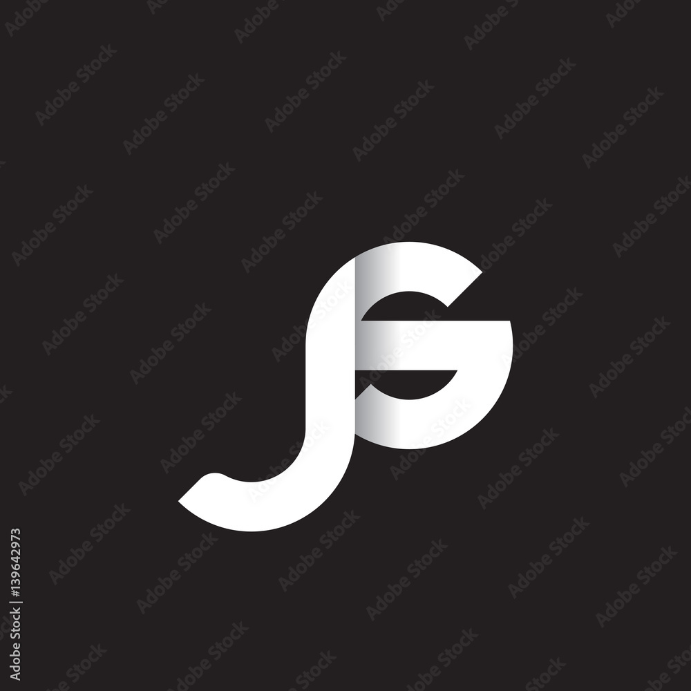 Initial lowercase letter js, linked circle rounded logo with shadow