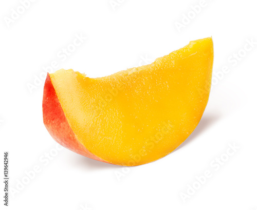 Obraz na płótnie Isolated Slice of mango fruit with clipping path.