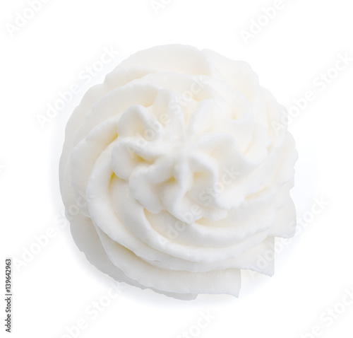 Billede på lærred Whipped cream isolated on white background with clipping path