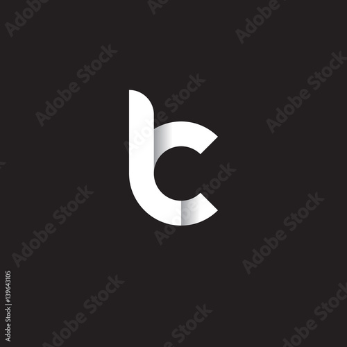 Initial lowercase letter lc, linked circle rounded logo with shadow gradient, white color on black background