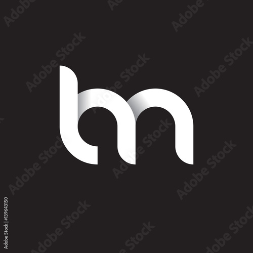 Initial lowercase letter lm, linked circle rounded logo with shadow gradient, white color on black background