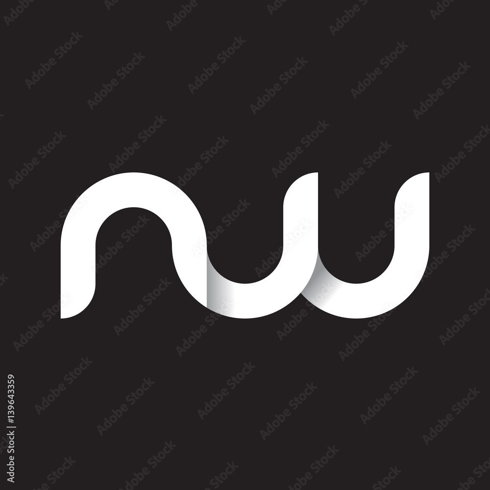 Initial lowercase letter nw, linked circle rounded logo with shadow gradient, white color on black background Initial lowercase letter nw, linked circle rounded logo with shadow gradient, white color on black background